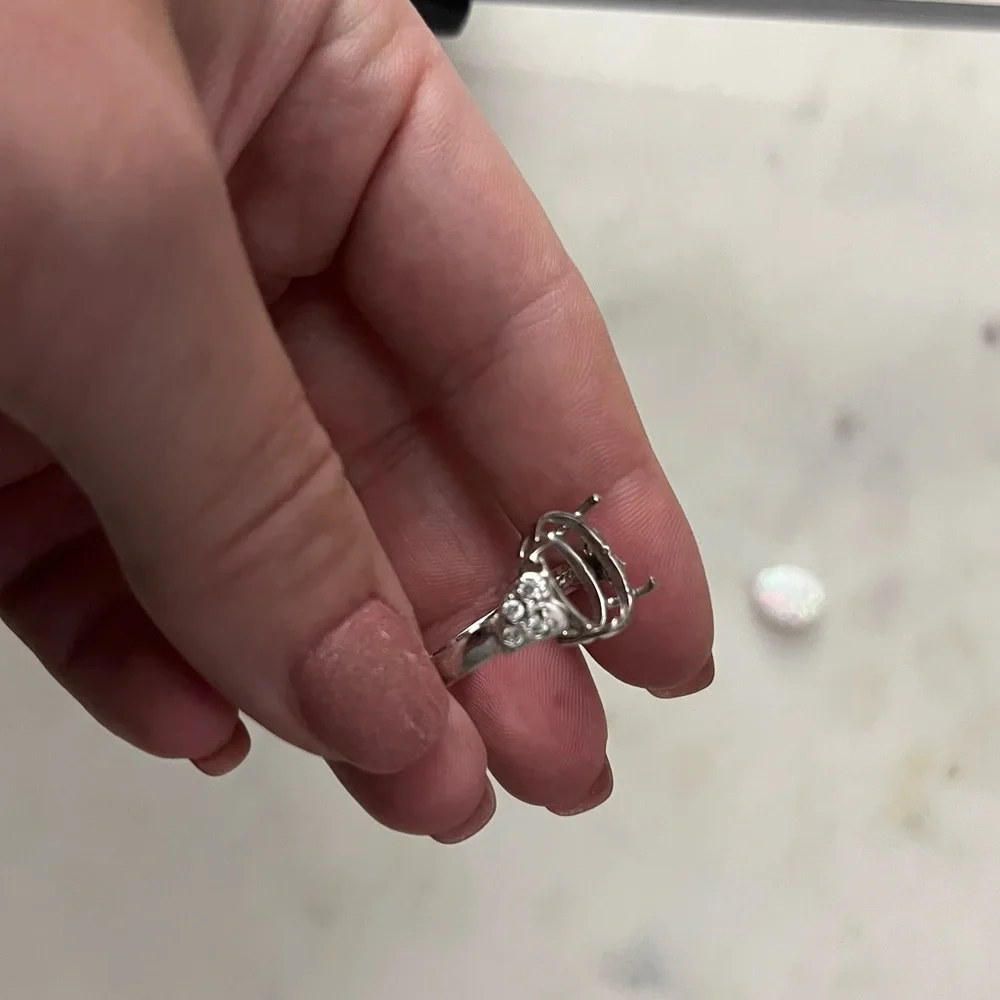 Sterling silver 925 opal and cubic zirconia statement ring
